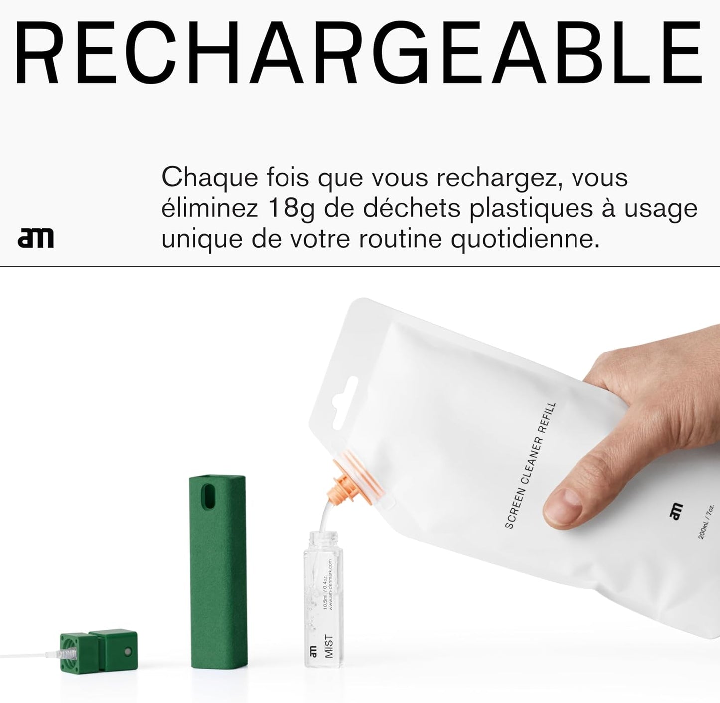 am Screen Cleaner Mist Spray with Microfiber Cloth Around – Alcohol-Free, Streak-Free Screen Cleaning Kit for Smartphones, Tablets, Laptops, Smart TVs & Car Screens, 1 Pack, Orange