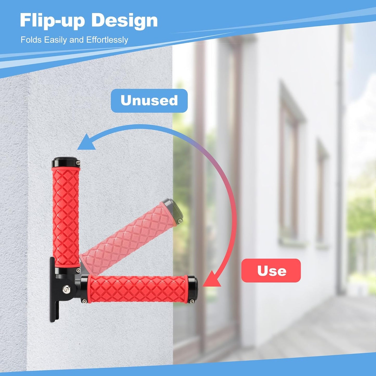 Doorway Flip Assist Handle for Elderly,Folding Grab Bar,Wall Handles Non-Slip Grip for Disabled,Pregnant,Seniors Handicap and Injured People,Luminous Aid Supports Up to 300 Pounds(Red)