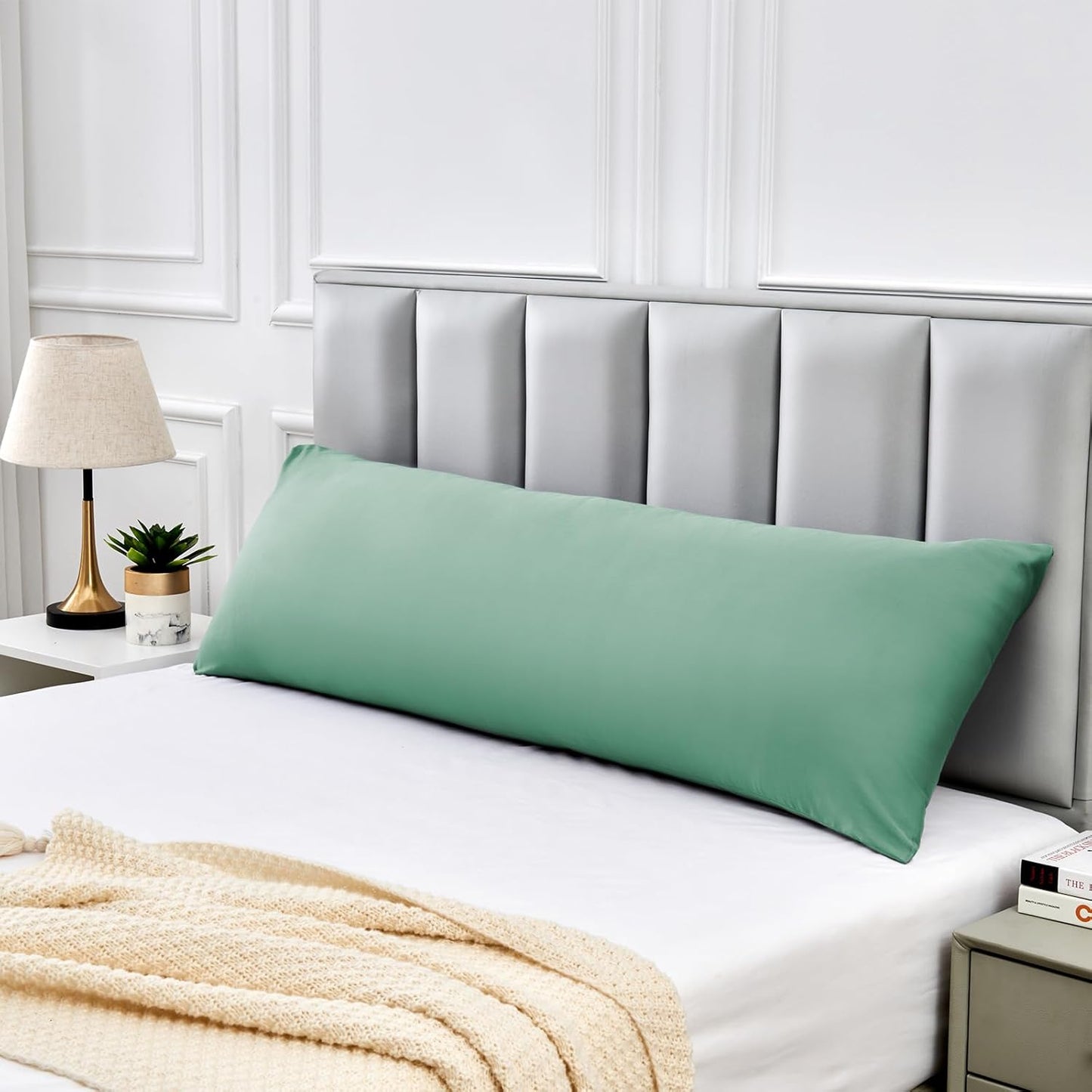 Warmstar Cotton Body Pillow Cover 1 Pack, 600 Thread Count, 20"x54", Long Body Pillow Case Cover, Soft, Breathable, Envelope Closure, Zephyr Green