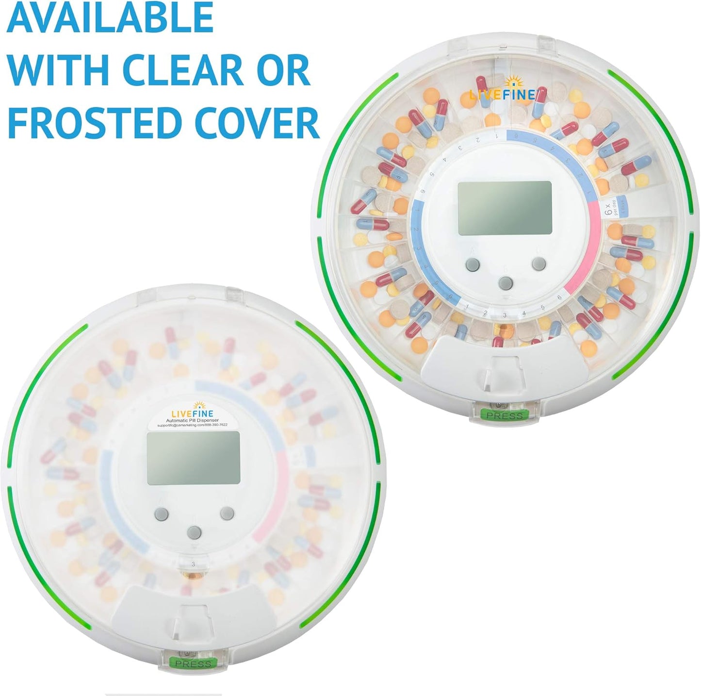 Live Fine Automatic Pill Dispenser with 28-Day Electronic Medication Organizer, 6 Dosage Templates, Easy-Read LCD Display, Sound & Light Alerts & Key for Prescriptions, Vitamins, Supplements & More