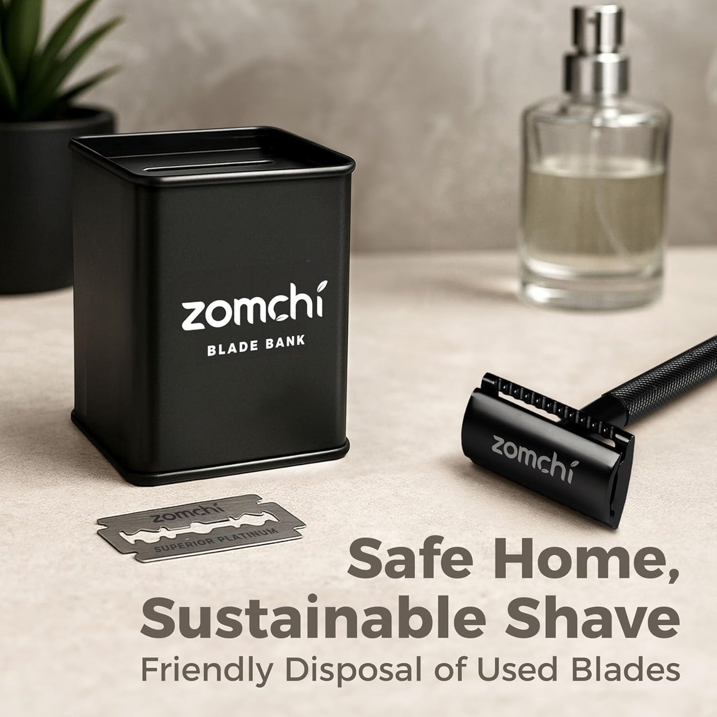 ZOMCHI Razor Blade Bank for Safety Razor Blade Storagement, Used Double Edge Safety Razor Blade Disposal Case (Black)
