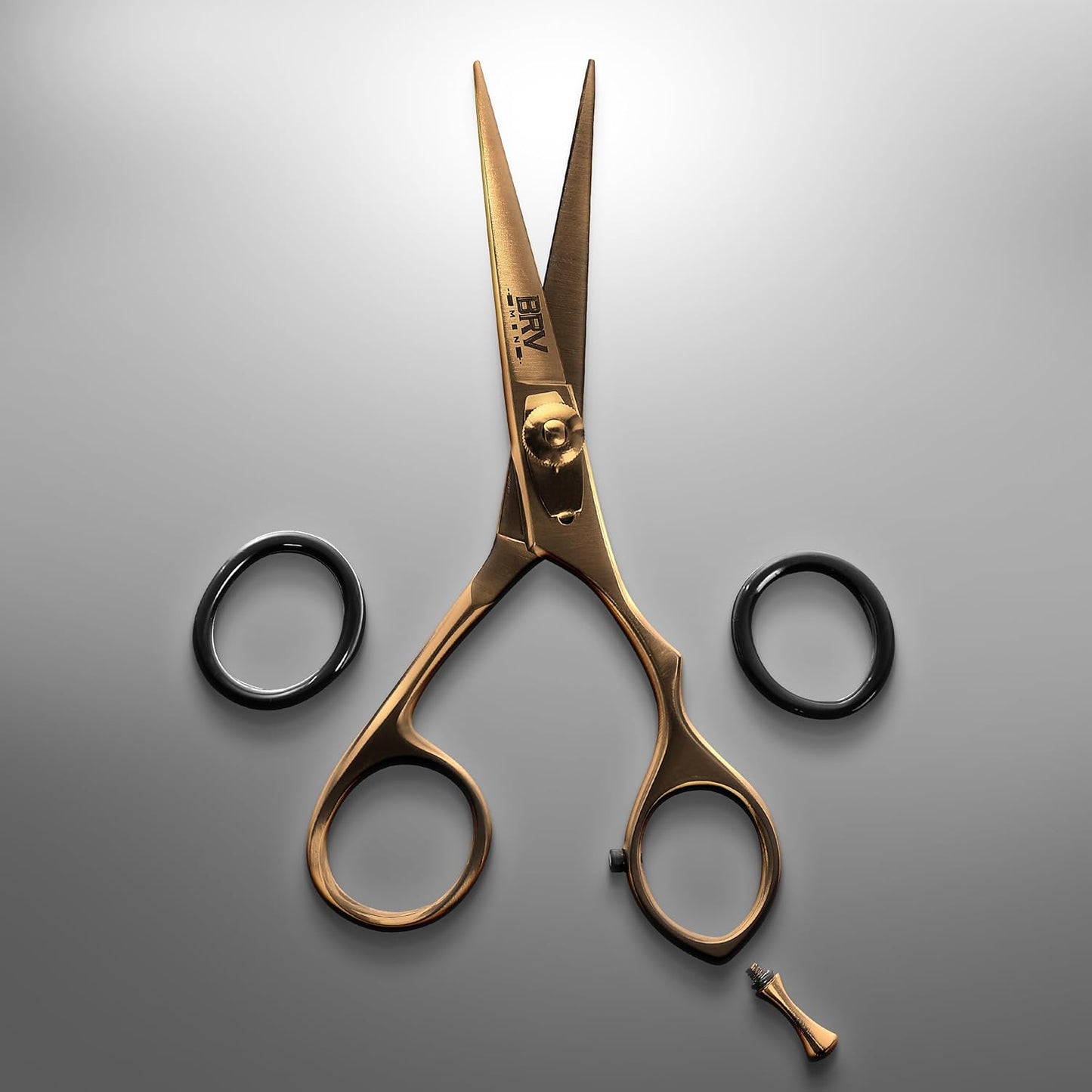Facial Hair Scissors for Men | Titanium Series | Mustache & Beard Trimming Scissors | 5.5 inches l Sharp & Precise Grooming | Razor Edge Barber Scissor (RIGHT HANDED - titanium bronze)