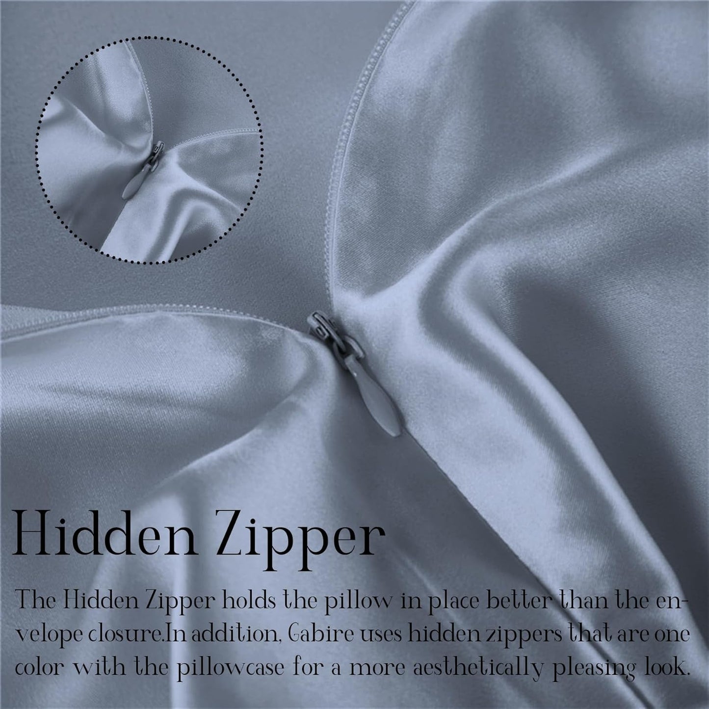 Mulberry Silk Pillow Cases for Hair and Skin Prevent Acne Pillowcase Both Sides Real Silk Pillowcases Organic Silk Pillow Cases with Hidden Zipper, Dusty Blue, Standard (20"×26")