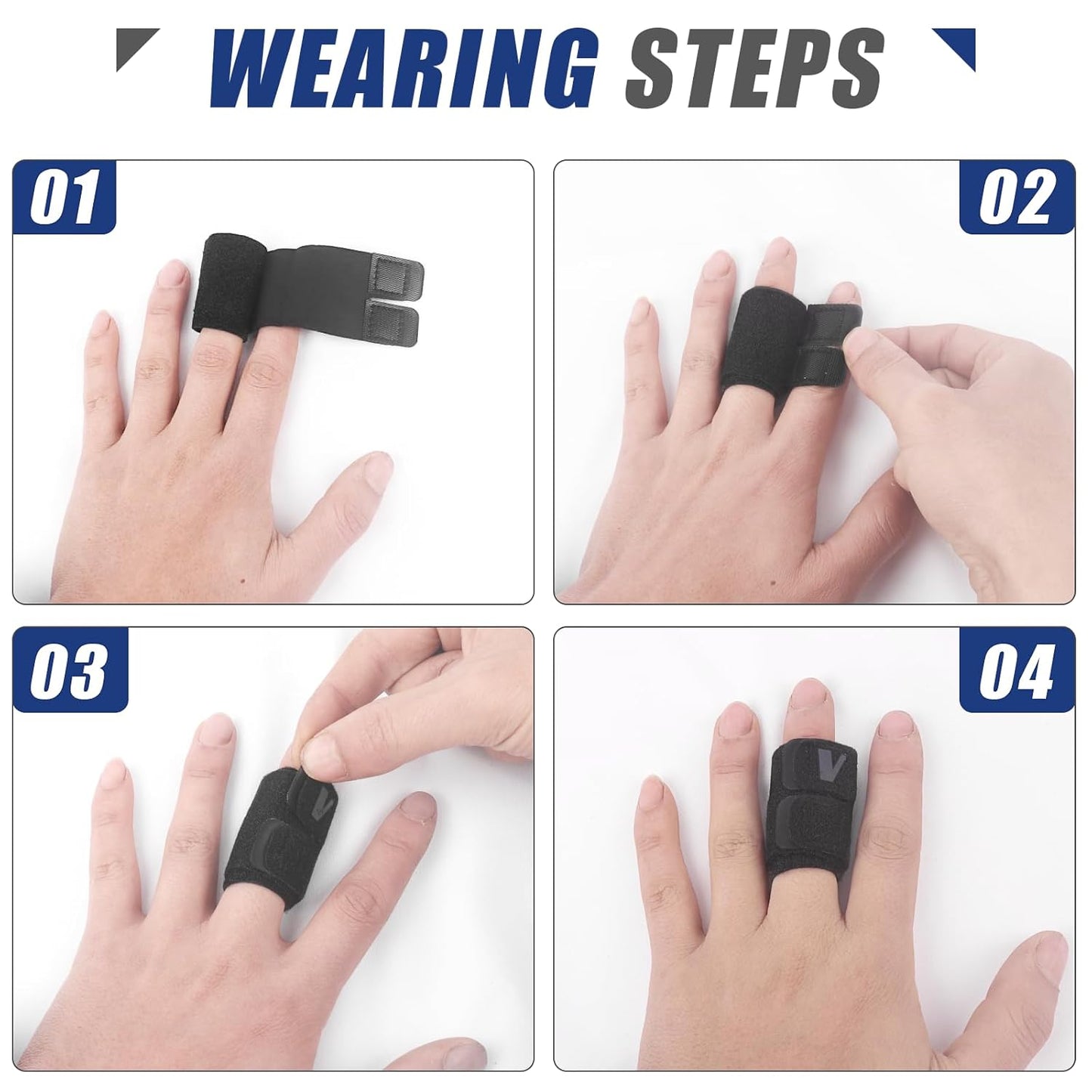 Finger Splint (No Metal Support), 2PCS Lightweight OK Cloth Finger Sleeve/Brace for Arthritis, Tendonitis & Pain Relief, Adjustable Compression for Sports Injury Relief (Basketball, Tennis, Volleyball, Badminton, Golf) – Single Finger Design - L