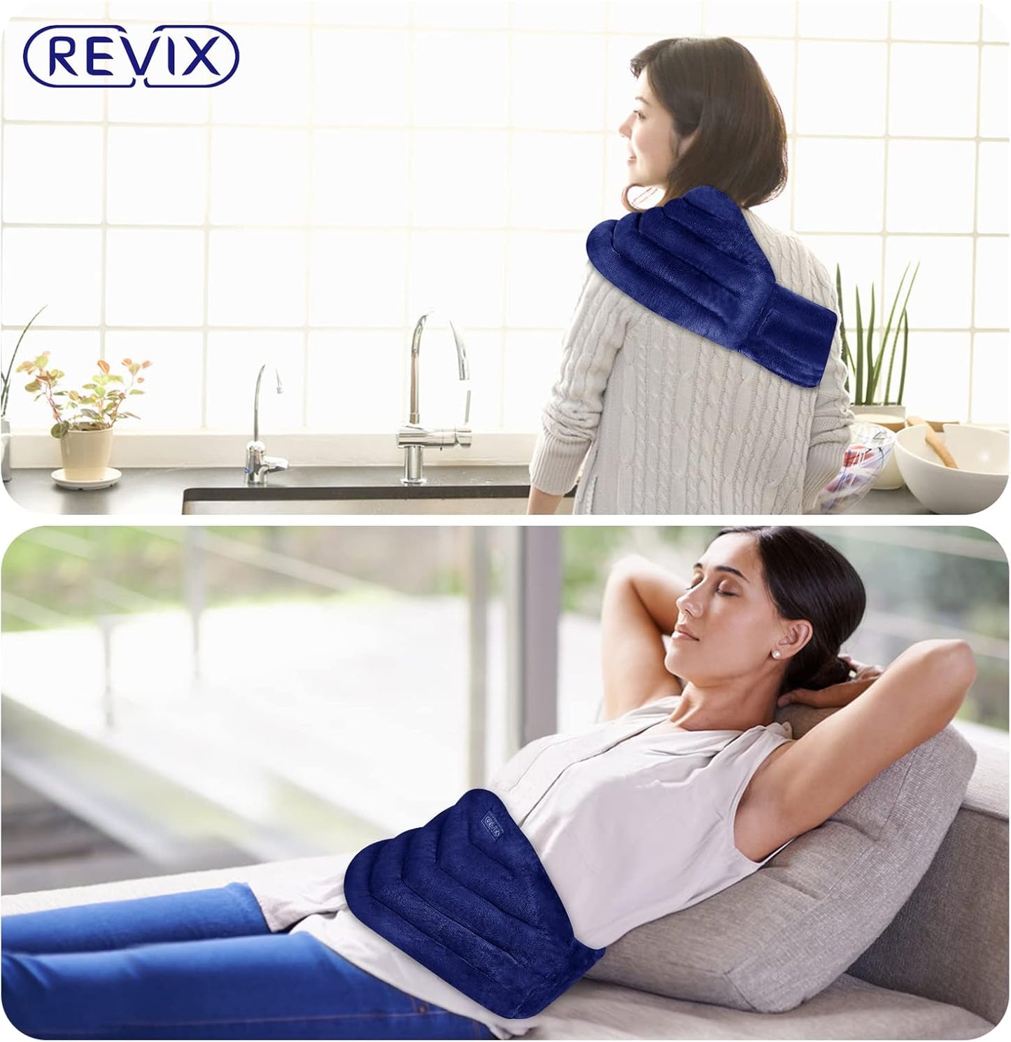 REVIX Microwavable Heating Pad for Back, Extra Large Microwave Heating Wrap for Waist, Stomach, and Shoulder, Moist Heat Pad