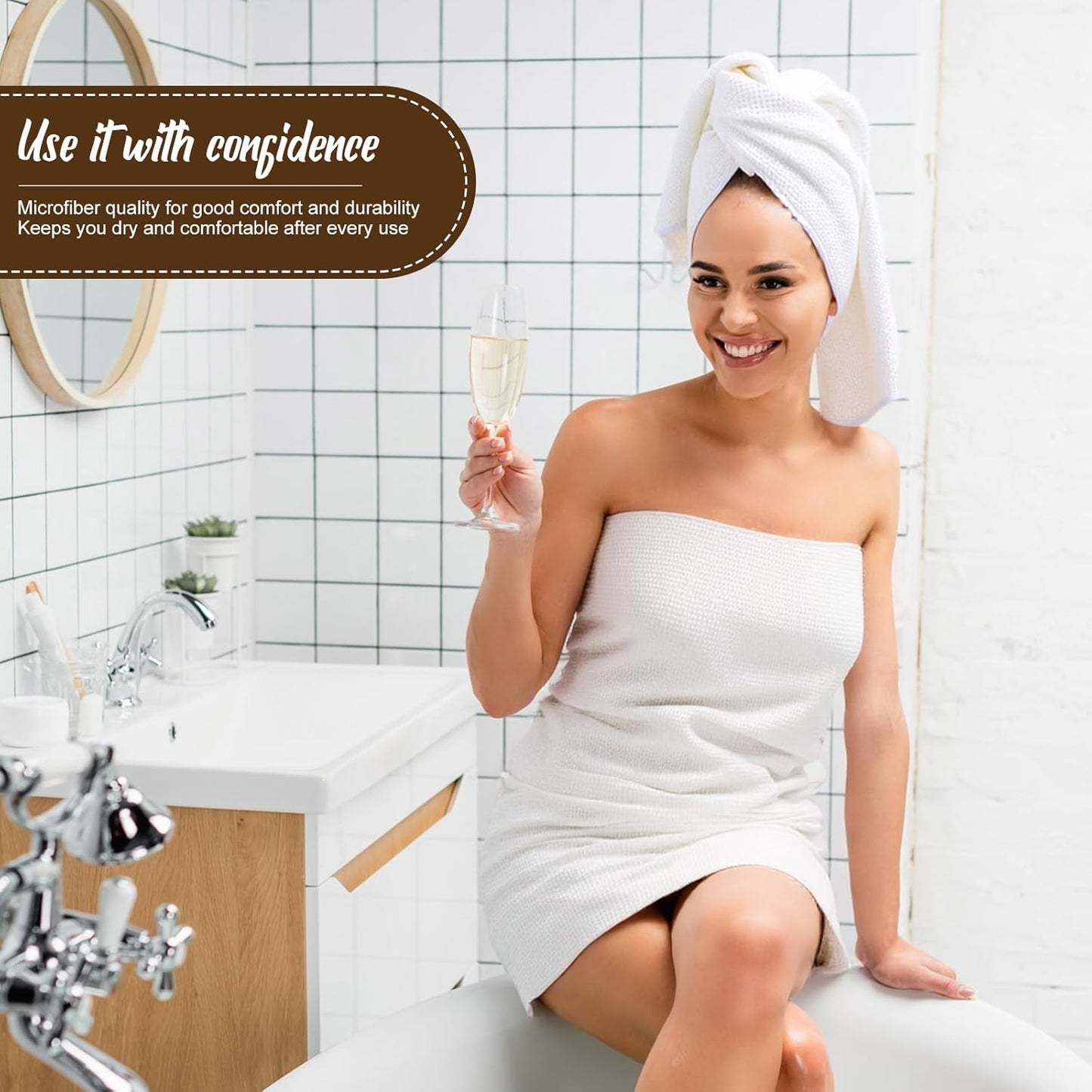 12 Pack Microfiber Bath Towels Bulk 27'' x 60'' Oversized Size Bath Towel Highly Absorbent Extra Large Soft Drying for Shower Beach Salon Winter Sport Spa Gym (Square,White)