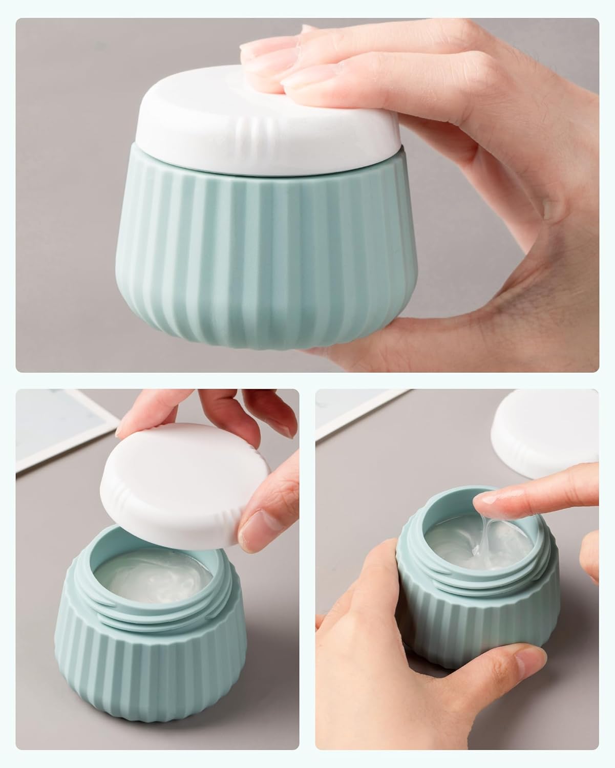 Travel Containers for Toiletries 4 Pack, TSA Approved Travel Size Toiletries, Travel Size Containers, With Clear Bag Leak Proof Silicone Jars, Travel Essentials Creams Jars Carrying Small Items