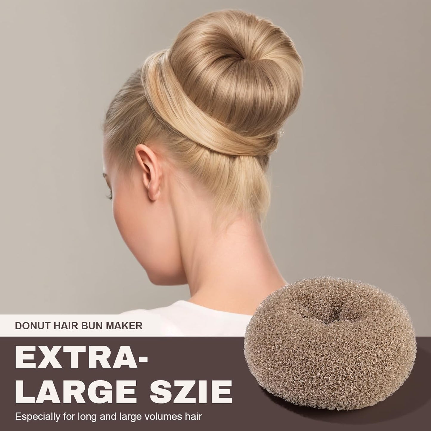 Teenitor Hair Bun Shaper Set, 4Pcs Hair Donut Bun Maker(Extra-large, Large, Medium, Small) with 20 pcs Large Bobby Pins, Tan Brown