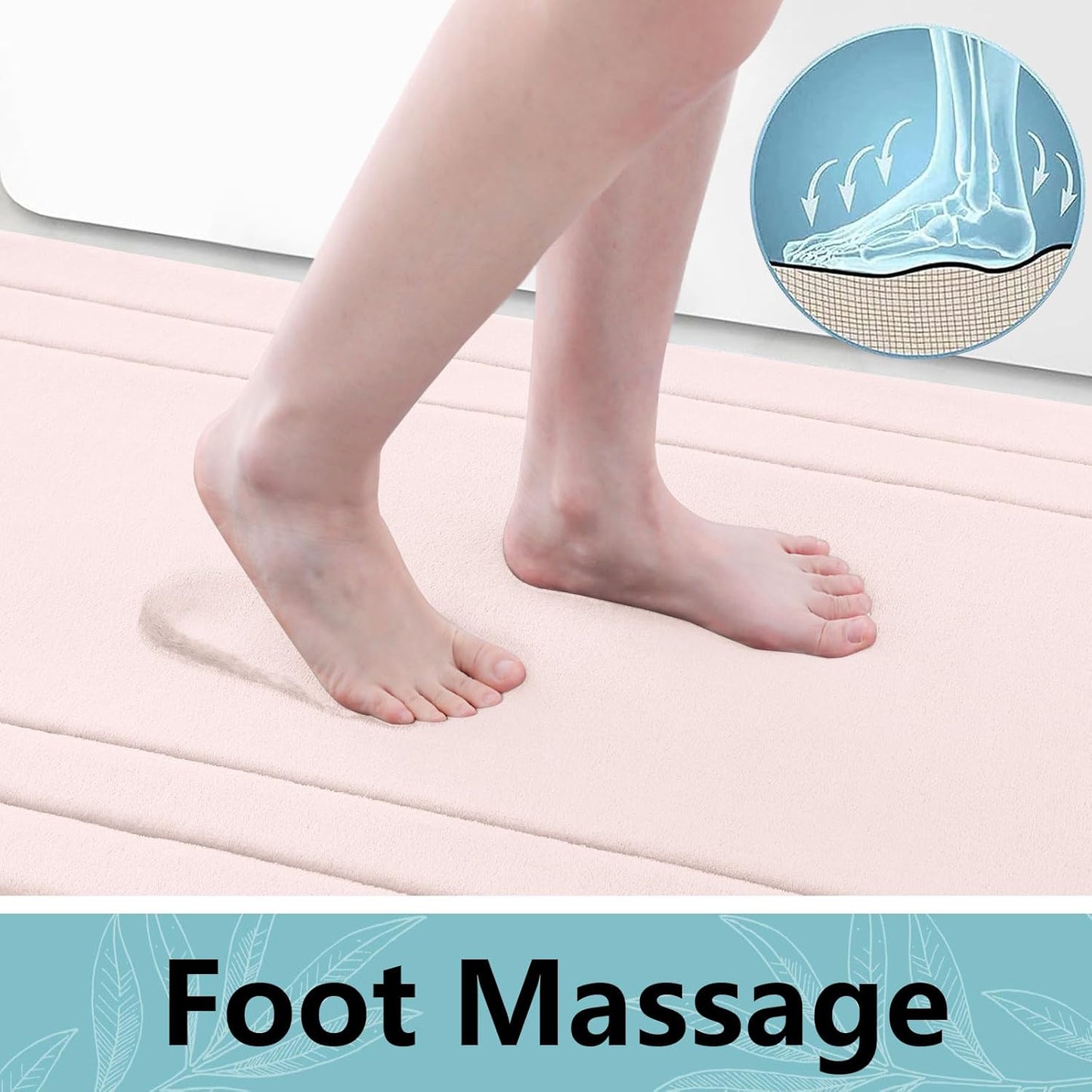 Arotive Memory Foam Bathroom Rug Mat 47x24, Ultra Soft and Absorbent Bath Mat, Machine Wash Dry, Comfortable Bath Rug Carpet for Bathroom Floor, Tub and Shower, Pink