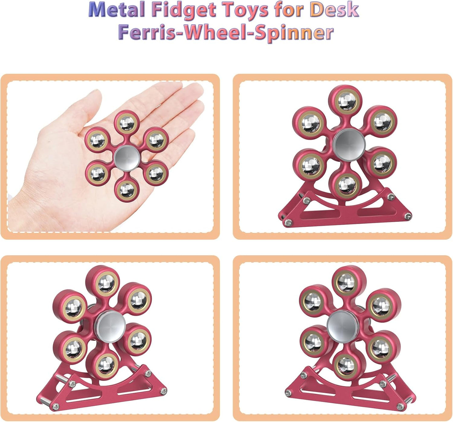 Desk-Fidget-Toys for Ferris-Wheels-Spinner: 4mins Metal Kinetic-Spinner Cool-Gadgets for Office Home School Christmas, EDC-Toy ADHD Tools Cool-Stuff Stress Relief Gift for Kid Children Teen Adult