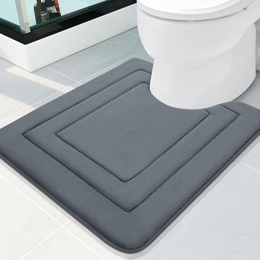 Arotive Memory Foam U-Shaped Toilet Rugs 24" x 20", Super Soft Absorbent Contoured Bathroom Rugs, Machine Washable Contour Bath Mats for Bathroom Toilet Base, Dark Grey