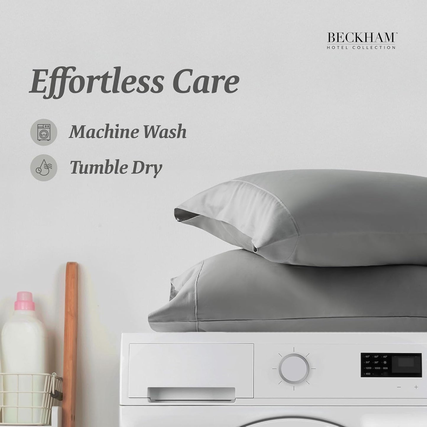 Beckham Hotel Collection Bed Pillowcases King Size Set of 2, 500TC 100% Cotton, Luxury Sateen Bedding, Open End, Breathable, Moisture-Wicking, Dark Gray