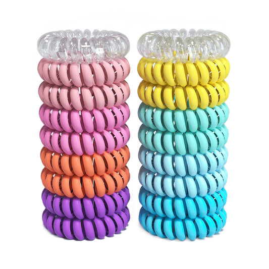 Hair Ties Set: 18 Spiral Coils for Women - No Crease, No Damage for Thick & Thin Hair Types, Ponytail Holders