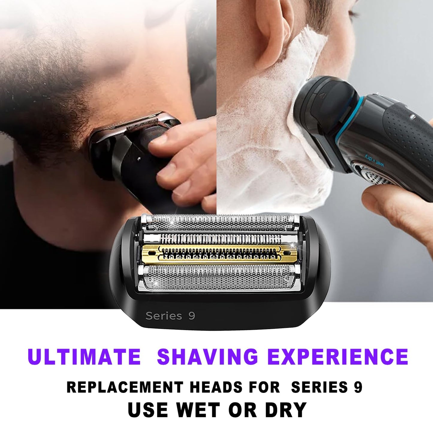 NEW Series 9 92B Braun Electric Shaver Replacement Head for Men Razor Shaving Blades Compatible with 92B Braun Replacement 9290cc 9291cc 9370cc 9293s 9385cc 9390cc 9330s 9296cc (2PACKS)