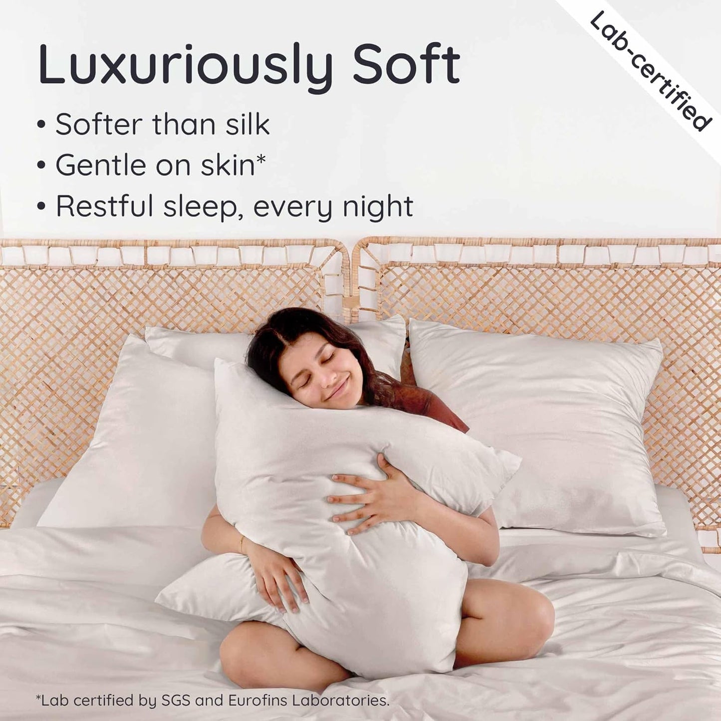 Bambaw 100% Viscose Derived from Bamboo Pillowcase King Size – Set of 2 Cooling Pillow Cases for Hair Protection with Envelope Closure, Breathable & Anti Acne Pillowcase (Sand)