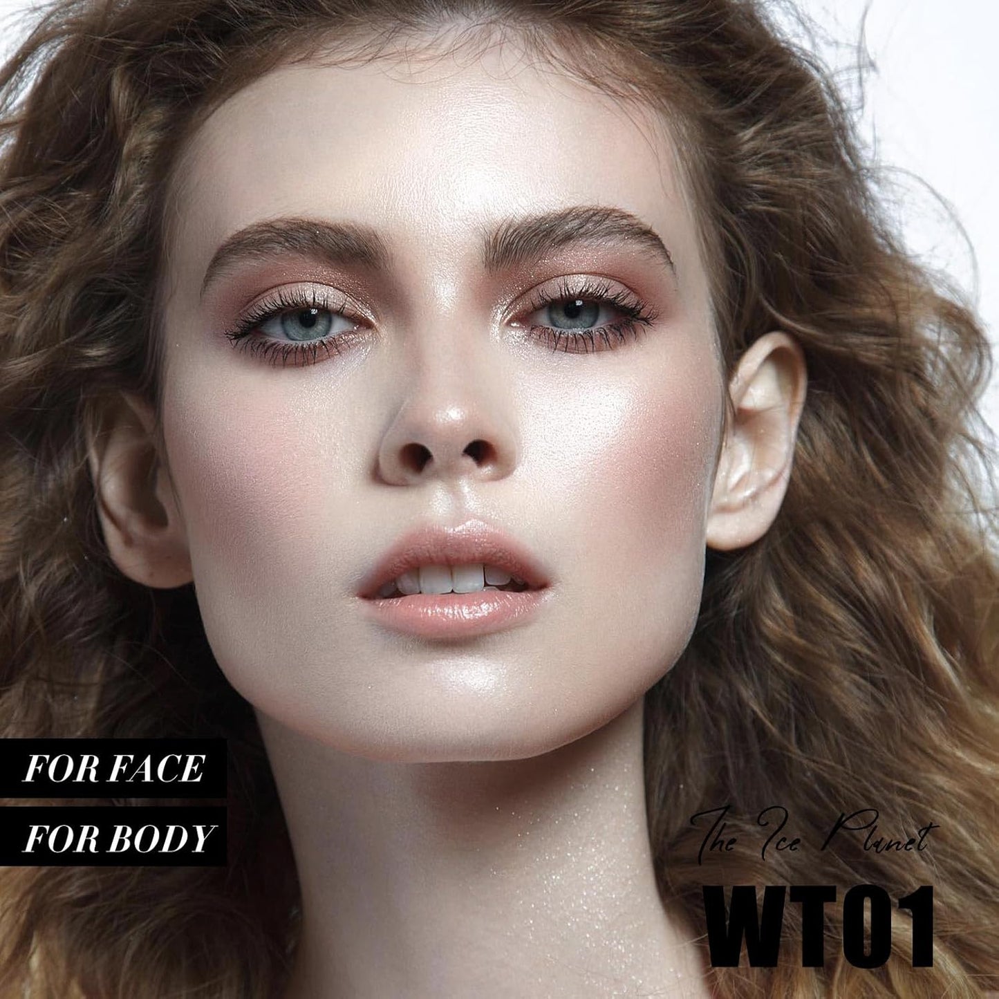 FOCALLURE Shimmer Face Highlighter Makeup Powder, Gel to Powder Glow Finish, Leaving a Lightweight & Healthy Radiance, Long Lasting Luminous Face Body Highlighter Makeup,WT01 The Ice Planet