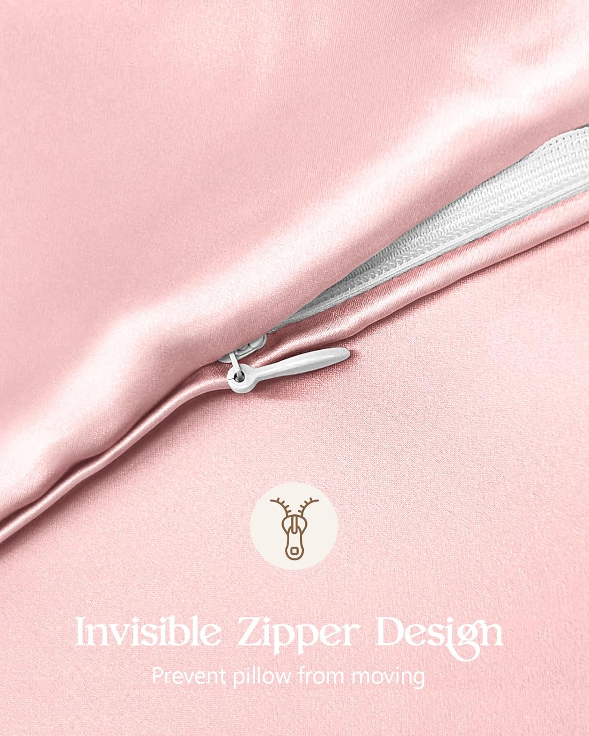 Silk Pillowcase 2 Pack - Pillow Cases Queen Set of 2 Size 20" x 30" for Hair and Skin Smooth Soft Breathable with Hidden Zipper Cooling Pillow Covers for Sleeping Women, Coral