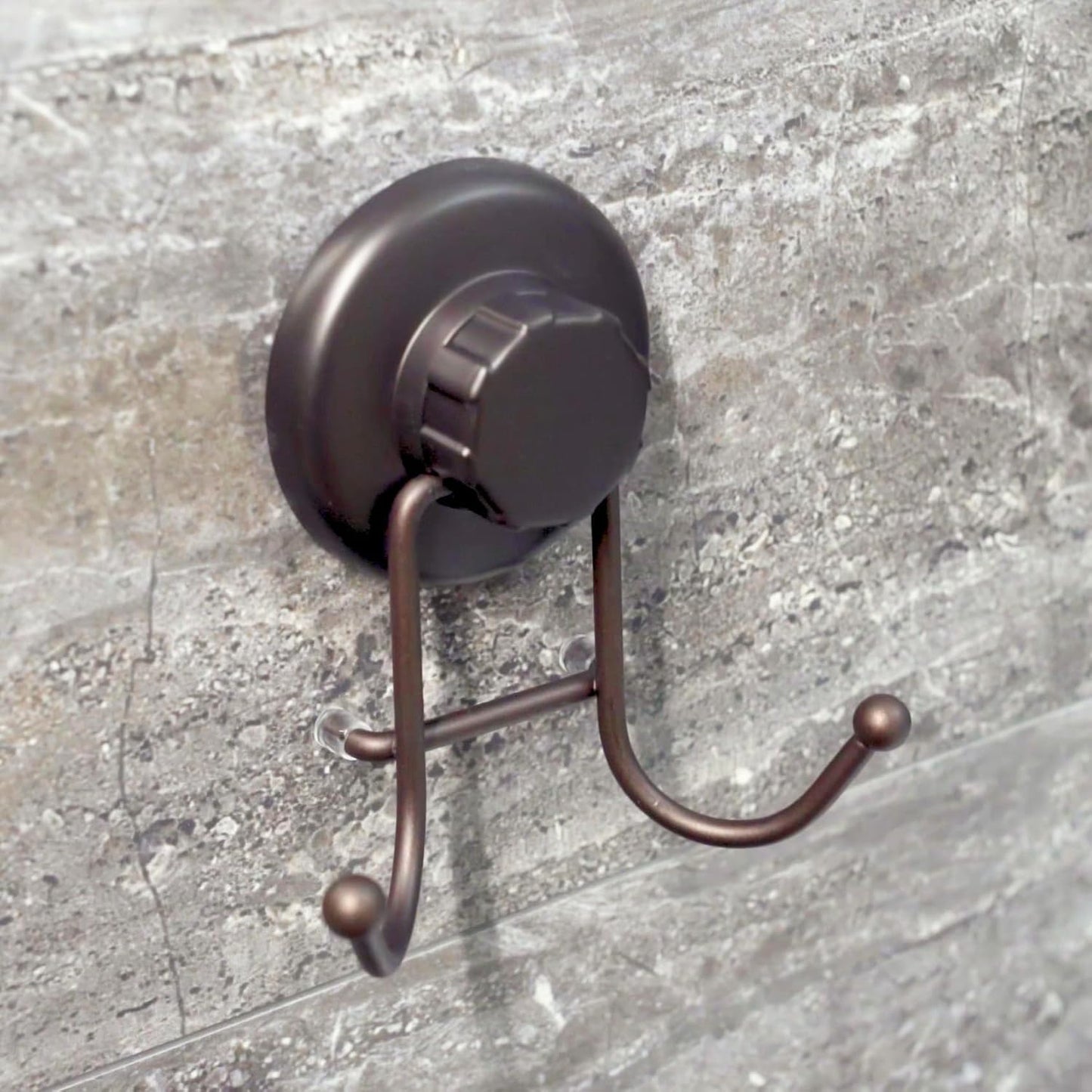 Powerful Vacuum Suction Cup Hooks Heavy Duty Organizer for Towel, Bathrobe and Loofah - Shower Hooks for Bathroom & Kitchen - Adhesive 3M Stick Discs, Bronze (2 Pack)