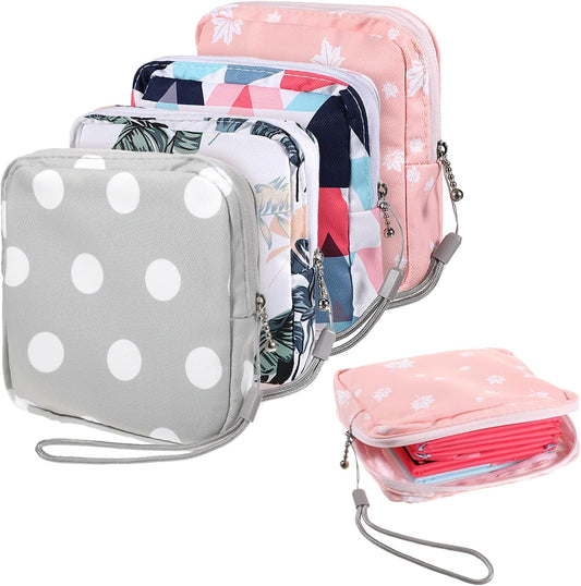 4 Pack Portable Sanitary Napkin Storage Bag, Reusable Samll Period Pouch for Purse Sanitary Pad Storage Bag Menstrual Period Bags Feminine Care Period-Bags, Mini Pouch Feminine Pads-Bags Kit