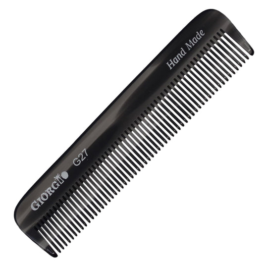 Giorgio G27 Handmade All Fine Tooth Pocket Comb, Hair Comb Straightener for Everyday Grooming Styling Hair, Mustache and Beard for Men Women and Kids, Saw Cut and Polished (Tortoiseshell)