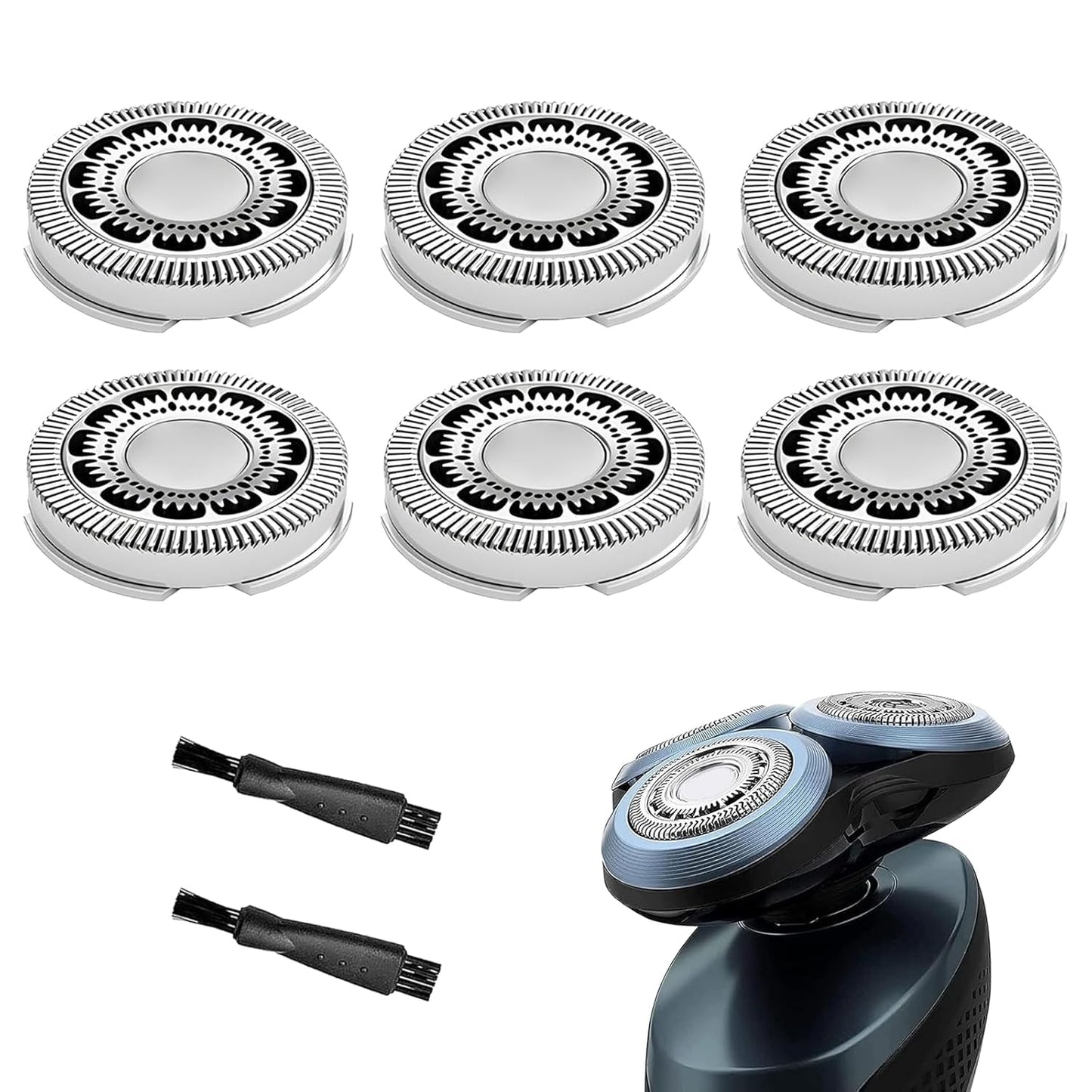 SH60 Replacement Head Series 6000 Compatible with Philips Norelco 6000 Replacement Heads Blades Shaver Razors for Philips Norelco Series 6000 Replacement Heads, for S6880/81 S6810/82 S6850/85, 6 Pack