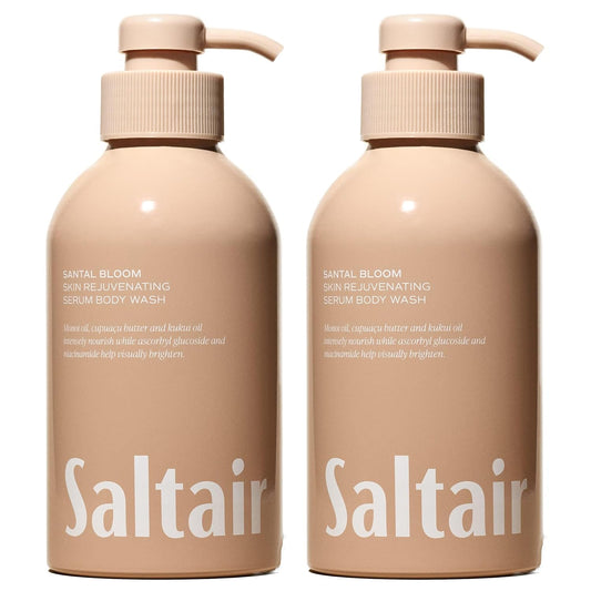 Saltair Body Wash, Santal Bloom 2-Pack. Moisturizing Body Cleanser with Monoi Oil and Cupuacu Butter. Luxury Shower Gel for Women. Vegan, Cruelty-Free Paraben Free. 2x 17oz Pump Bottles