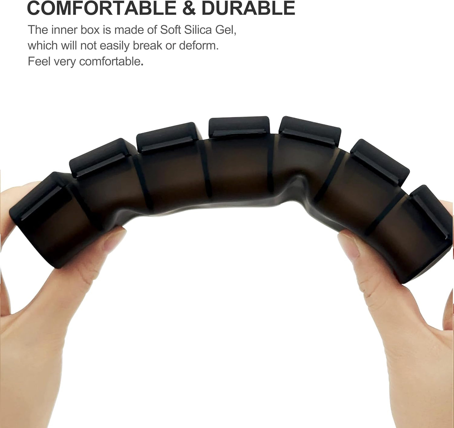 Silicone Weekly Pill Organizer 7 Day, Arthritis-Friendly Medicine Box Daily Pill Box, Large Medicine Case with Shell, Compact Travel Pill Container for Pill, Vitamin, & Fish Oil (Black)