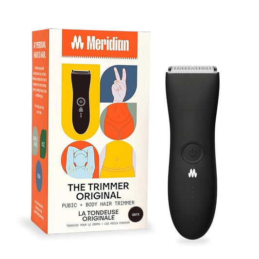 MERIDIAN The Trimmer Original - Body Hair Trimmer for Men, Electric Shaver for Pubic Hair, Chest, Legs & Bikini, Waterproof & Rechargeable, Onyx