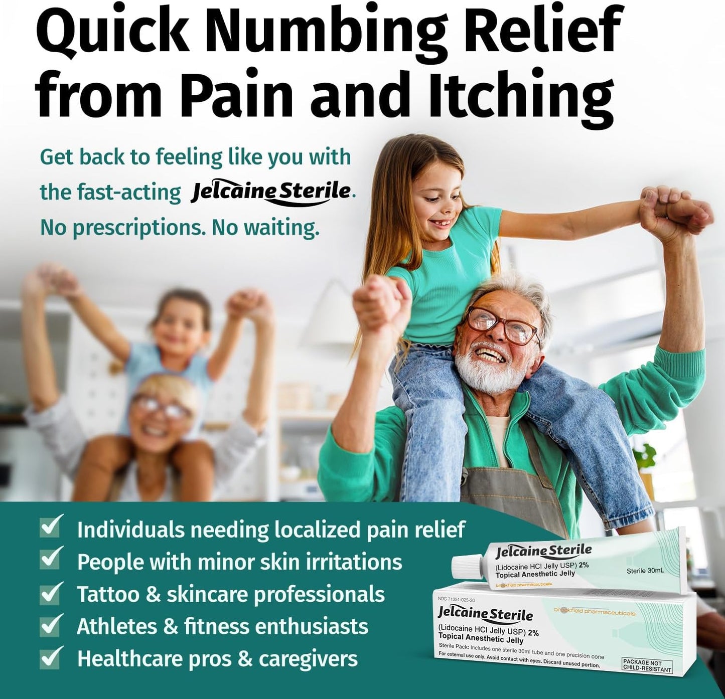 Lidocaine Jelly 2% Numbing Gel for Burn Relief 30ml - Sunburn Relief with Lidocaine, Topical for Pain, Minor Cuts, Skin Irritation, Insect Bites, Sensitive Area, Anesthetic Over-the-Counter Medication