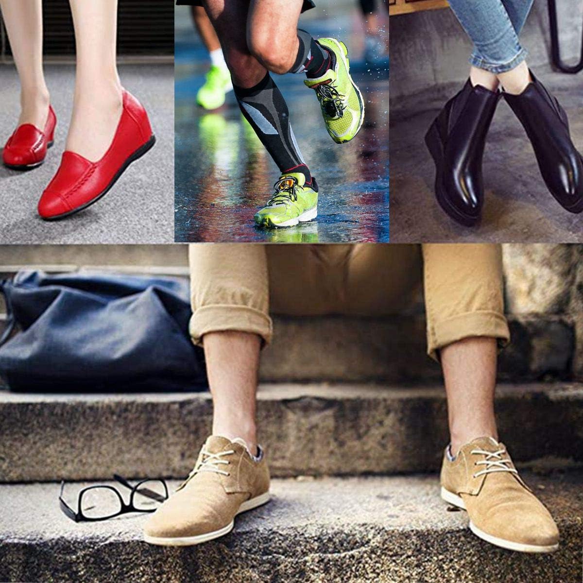 2 Pairs Breathable Insoles, Super-Soft, Sweat-Absorbent, Double-Colored and Double-Layered Shoe Inserts of Foam That Fit in Any Shoes (Blue/Black, 12.5-14.5 Women/9.5-13.5 Men)