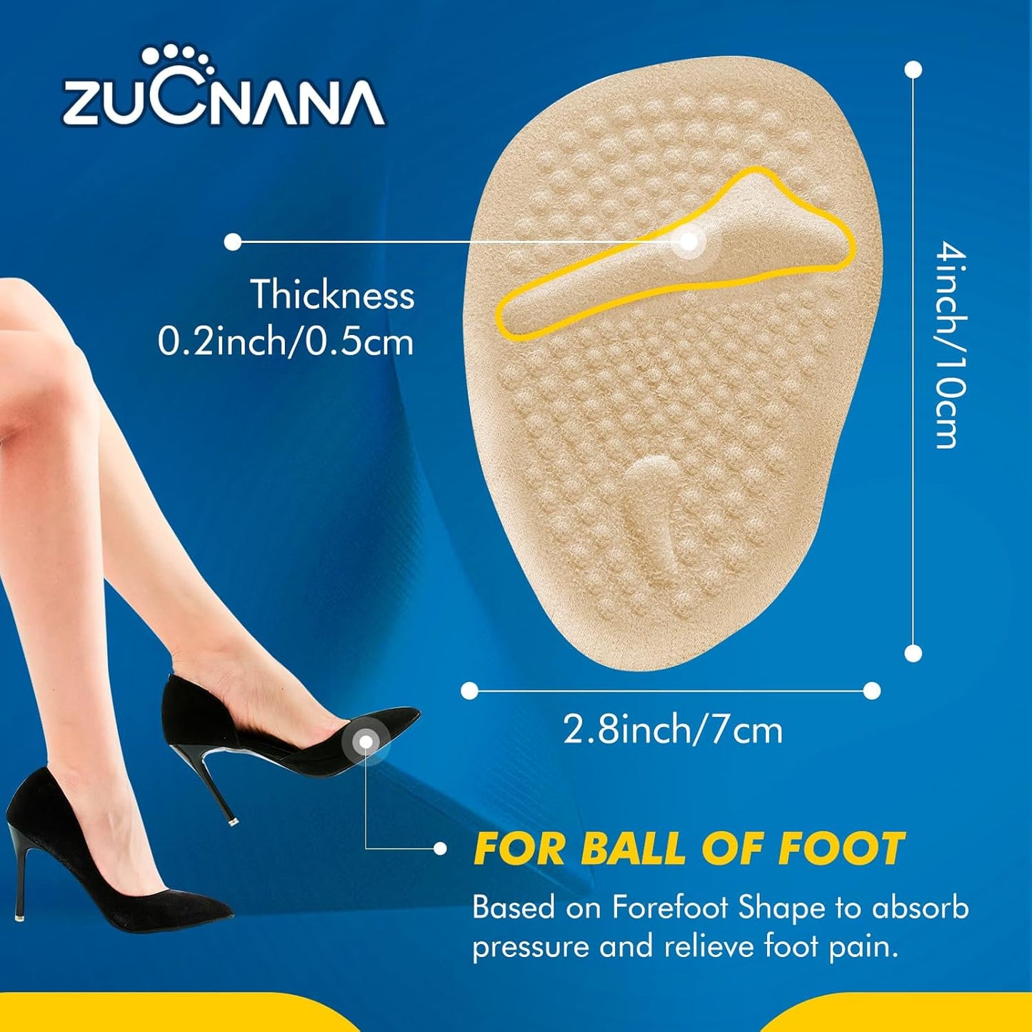 Metatarsal Pads for Women, Ball of Foot Cushions, Non Slip Heel Pads for Shoes, Heel Cushions for Women Foot Pain Relief and Comfort, One Size Fits Any (2 Pairs Beige)