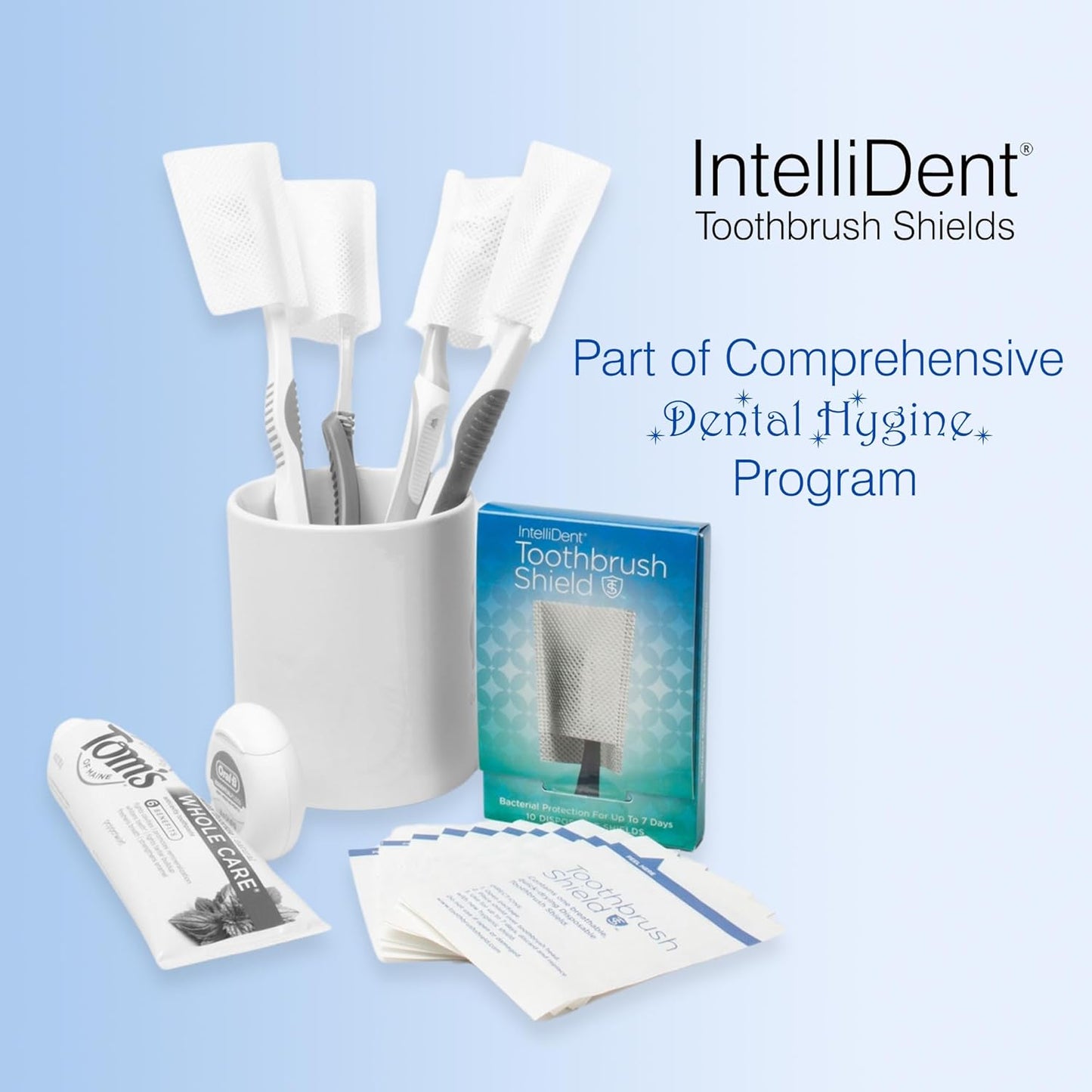 Intellident Toothbrush Shields - Pack of 10 Toothbrush Head Cover Caps - Breathable, Quick-Drying & Disposable - Perfect for Travel, Home & Office Use