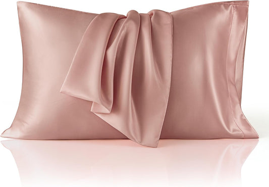 Bedsure Satin Pillowcase 2 Pack Similar to Silk Pillow Cases Standard Size, Pillow Case for Sleeping Women with Envelope Closure, Gifts for Women Men, Rose Cloud, 20x26 Inches, 2pcs