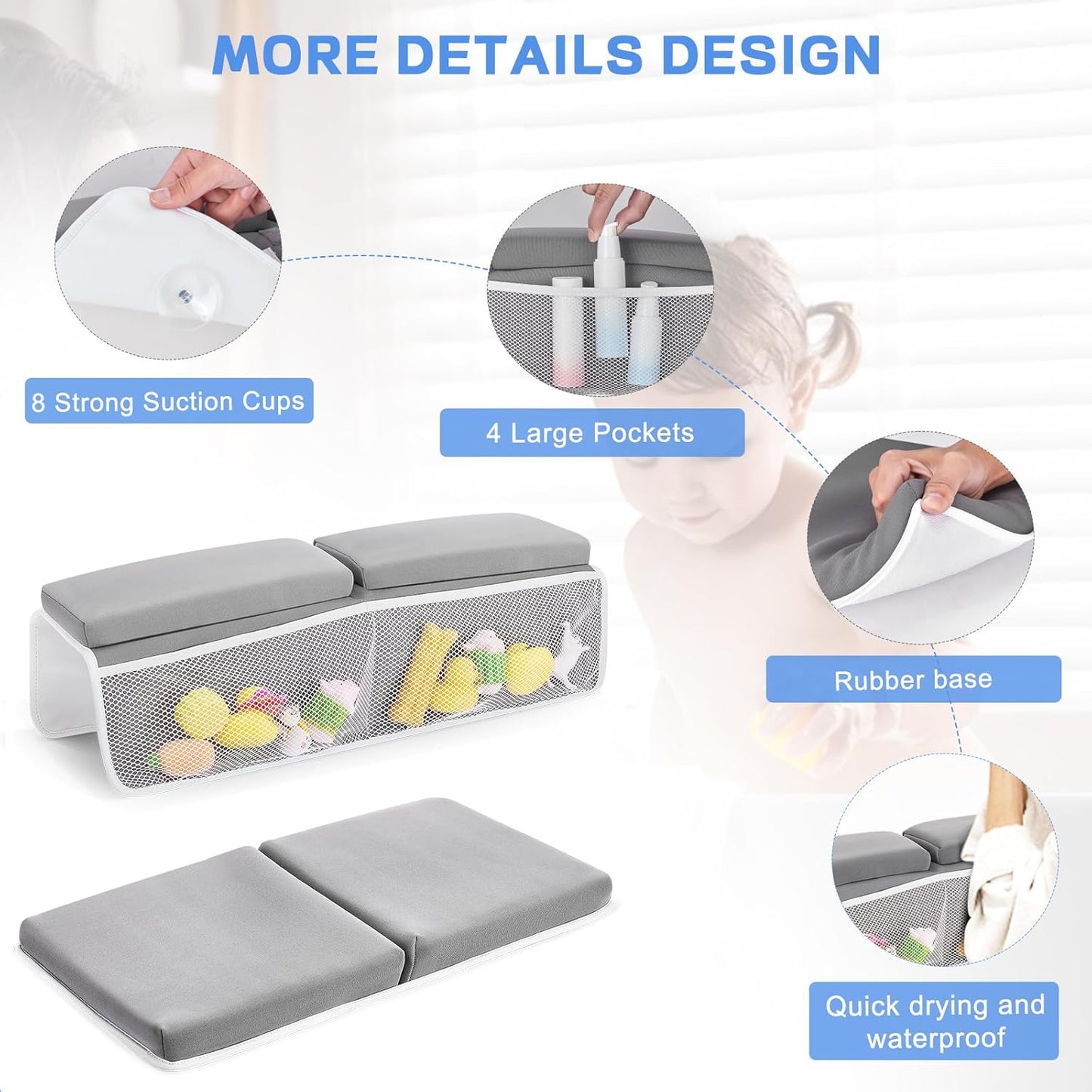 Baby Bath Kneeler and Elbow Rest Pad Set, Bathtub Kneeling Pad, Baby Accessories for Bath, Relieve Your Knees and Elbows