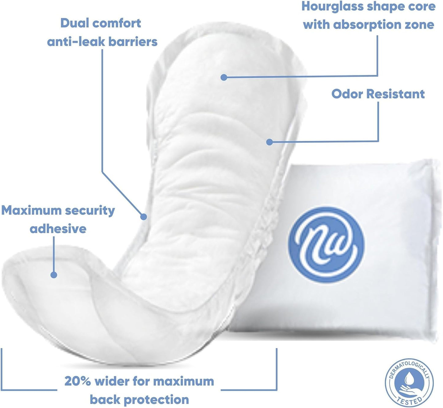 Nexwear Incontinence Pads for Women, Skin-Safe Design, Maximum Absorbency Bladder Control Pads for Leaks, Disposable, Discreet, Individually Wrapped, 13.75 in, 30 Count, 3 Packs, 90 Total