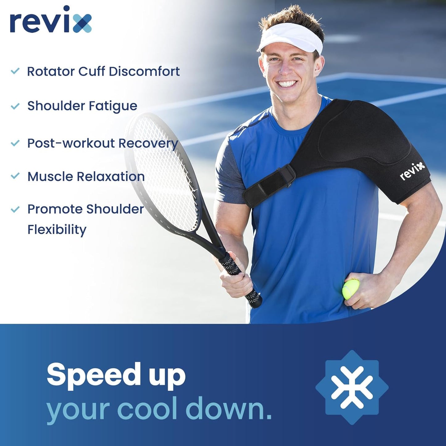 REVIX XL Shoulder Ice Pack for Rotator Cuff Cold Therapy, Reusable Gel Ice Pack Wrap Shoulder Brace with Extra Removable Coldfocus for Long-Lasting Cooling, Hot Cold Compression for Sport Recovery