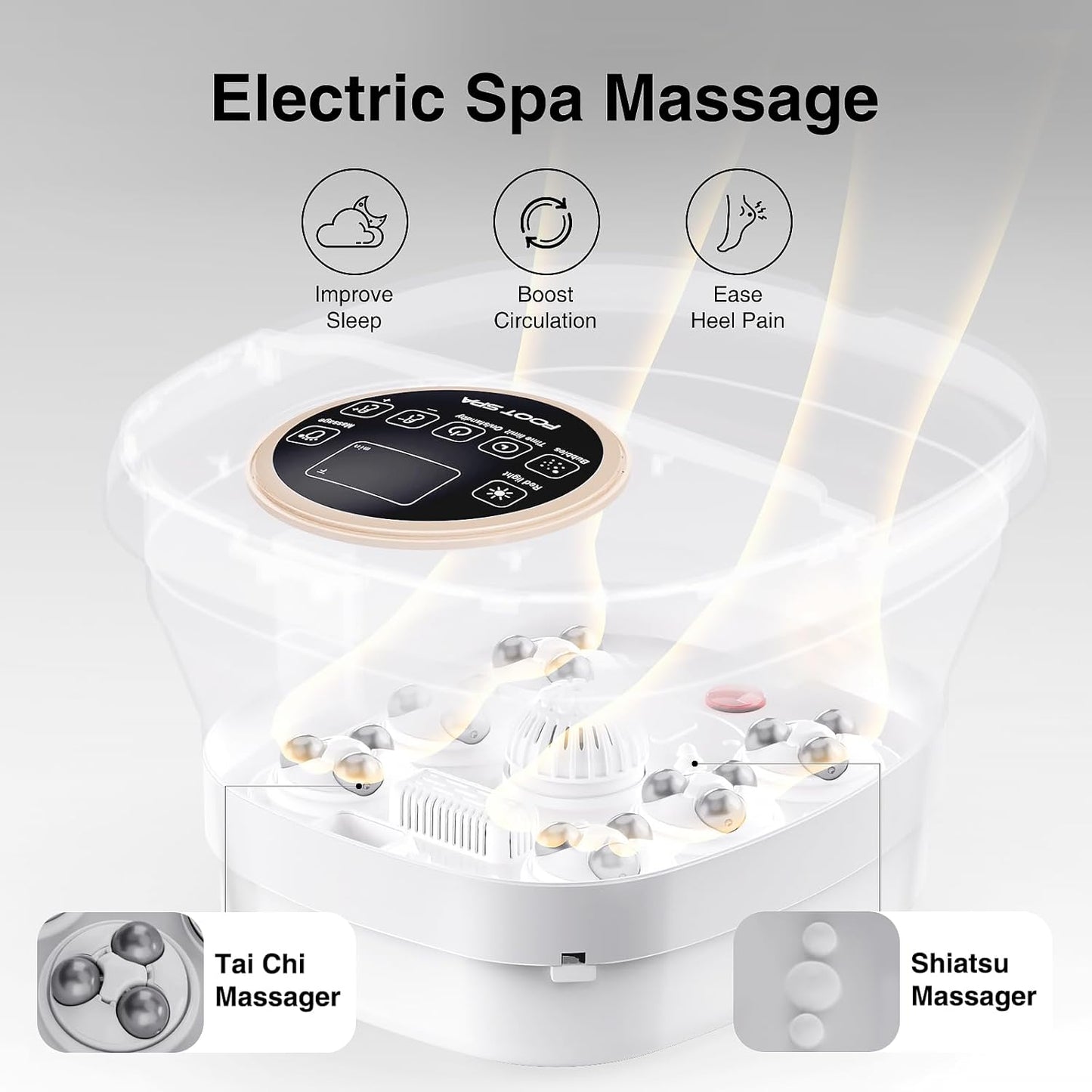 Electric Pedicure Foot Spa with Bubble and Heat,Collapsible Foot Soaking Tub with Remote Control,Pedicure Tools for Feet and Automatic Foot Massager,Foot Bath Soak Tub