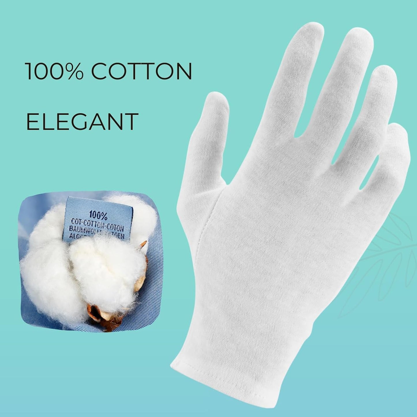 Cotton Gloves - 3 Pairs White, Moisturizing Night Gloves for Dry Hands, Size L