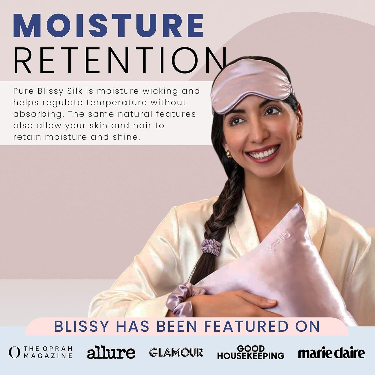 Blissy Silk Sleep Mask - Silk Eye Sleeping Mask for Women & Men for Total Blackout - 100% Pure Mulberry Silk, 22 Momme 6a Fibers - Blindfold Silk Sleep Mask Side Sleeper Eye Cover (Lavender)