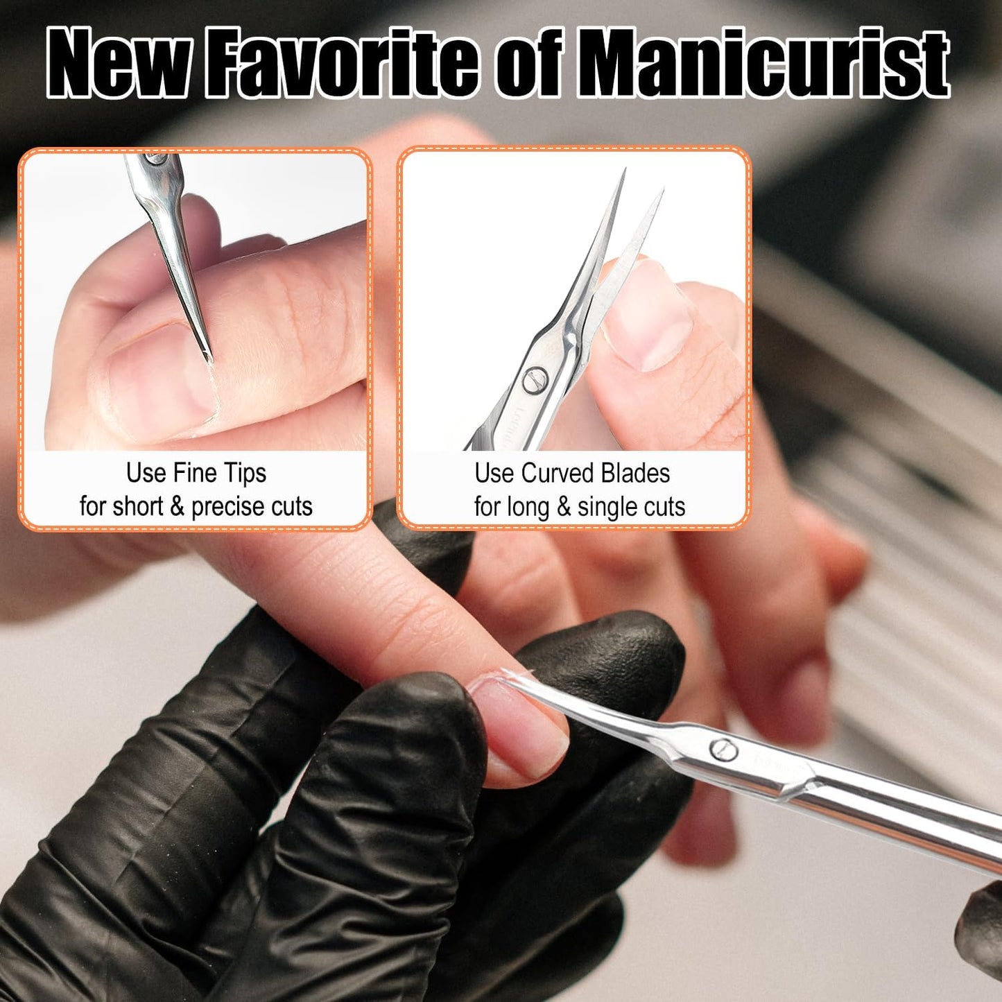 LePinko Cuticle Scissors, Extra Fine Tip, for Manicure and Pedicure, Gifts for Men Women