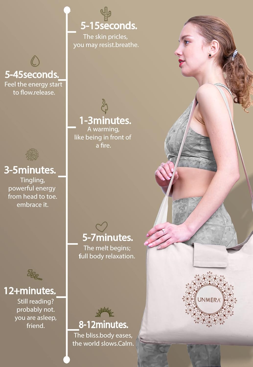 UNMERA Acupressure Mat and Pillow Set,Natural Premium Linen & Coconut Fiber Filling,for Back/Neck Pain Relief, Sciatic, Headache and Muscle Relaxation, Comes with Carrying Bag