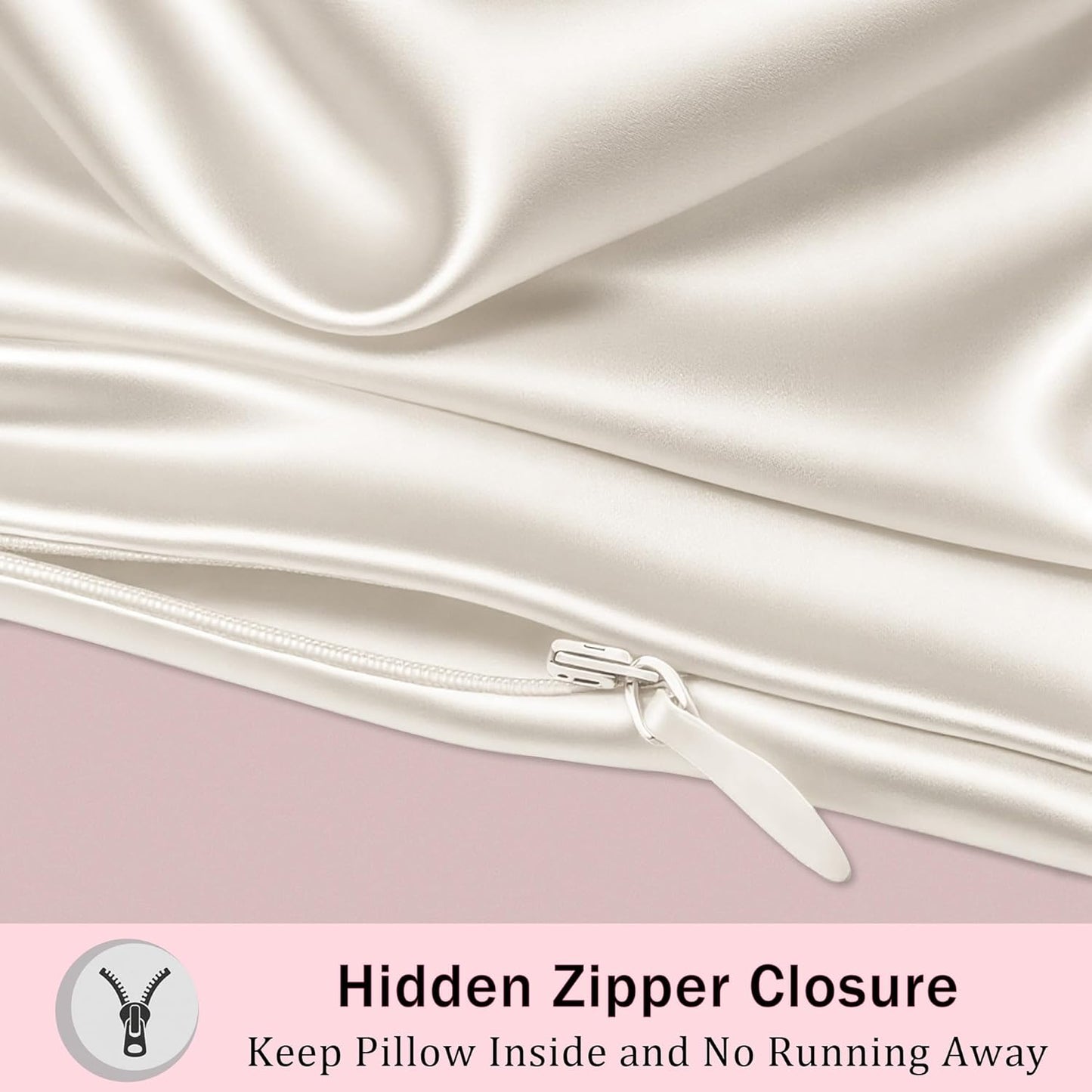 Mulberry Silk Pillow Cases 2 Pack Standard Size with Zipper, Ultra Smooth Soft Breathable Cooling Pillow Cases for Hot Sleepers, Silk Satin Pillowcase for Hair and Skin Set of 2, Gifts for Women