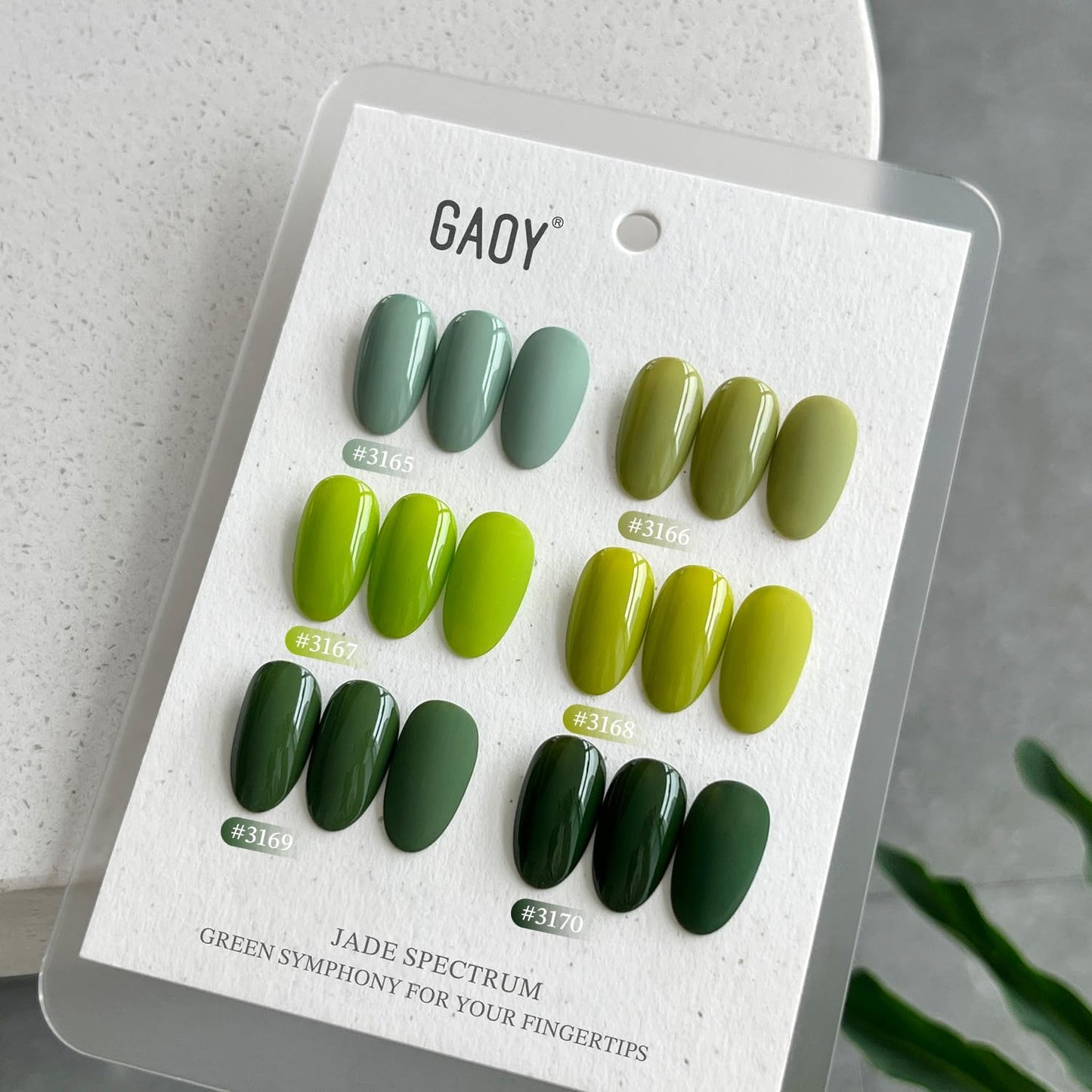 GAOY Jade Green Gel Nail Polish Set, Mint, Moss and Emerald Shades, Gemstone Nail Art Manicure