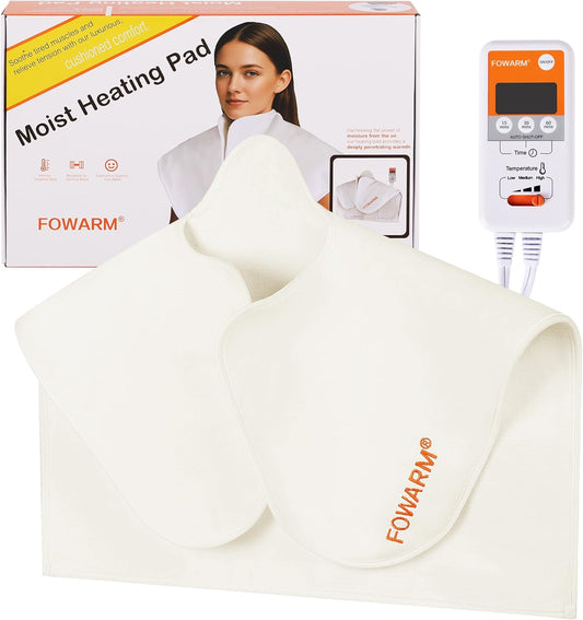 Moist Heating Pad for Neck and Shoulder, Neck Wrap Weighted Heating Pad with Deep Steam Relief, Electric Heat Pad with Auto Shut Off, Washable Removable Soft Cover, 20"x20"
