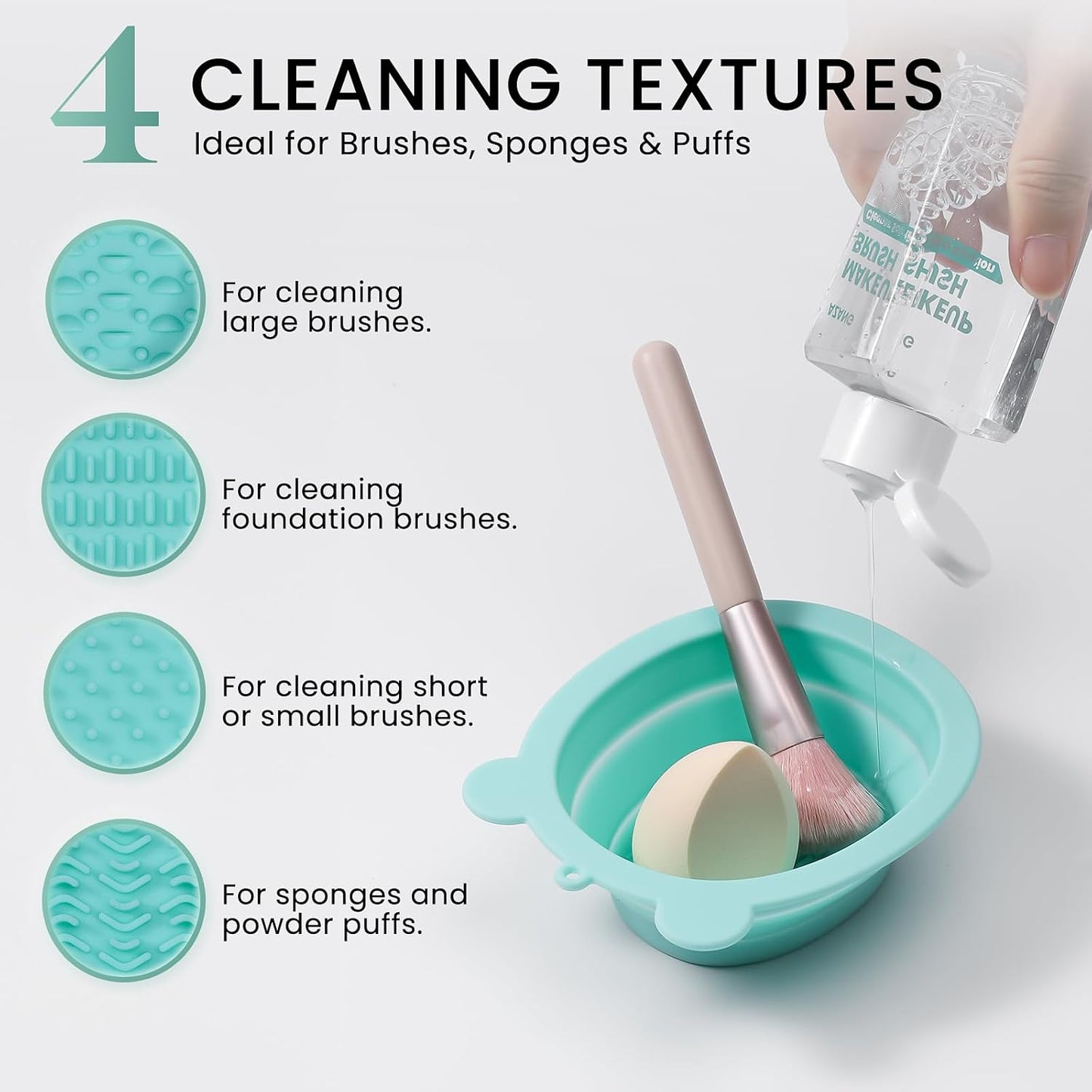 Makeup Brush Cleaner - 300ML Makeup Brush Shampoo and Bowl For Brushes, Sponge, Powder Puff，Deep Clean & Gentle Formula, Vegan & Cruelty