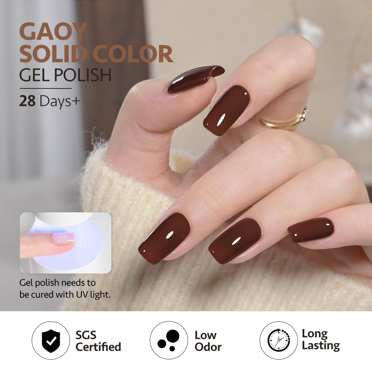 GAOY Gel Nail Polish, Brown Caramel Nude Red Gel Polish Kit for Salon Manicure and Nail Art DIY at Home