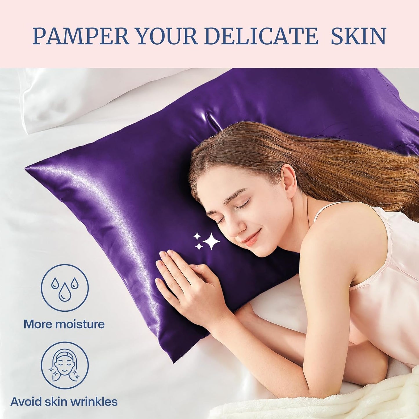 BEDELITE Satin Pillowcase for Hair and Skin, Super Soft Similar to Silk Pillow Cases 4 Pack with Envelope Closure, Cooling Pillowcases for Women Men (20"x36" King Size, Plum Purple)