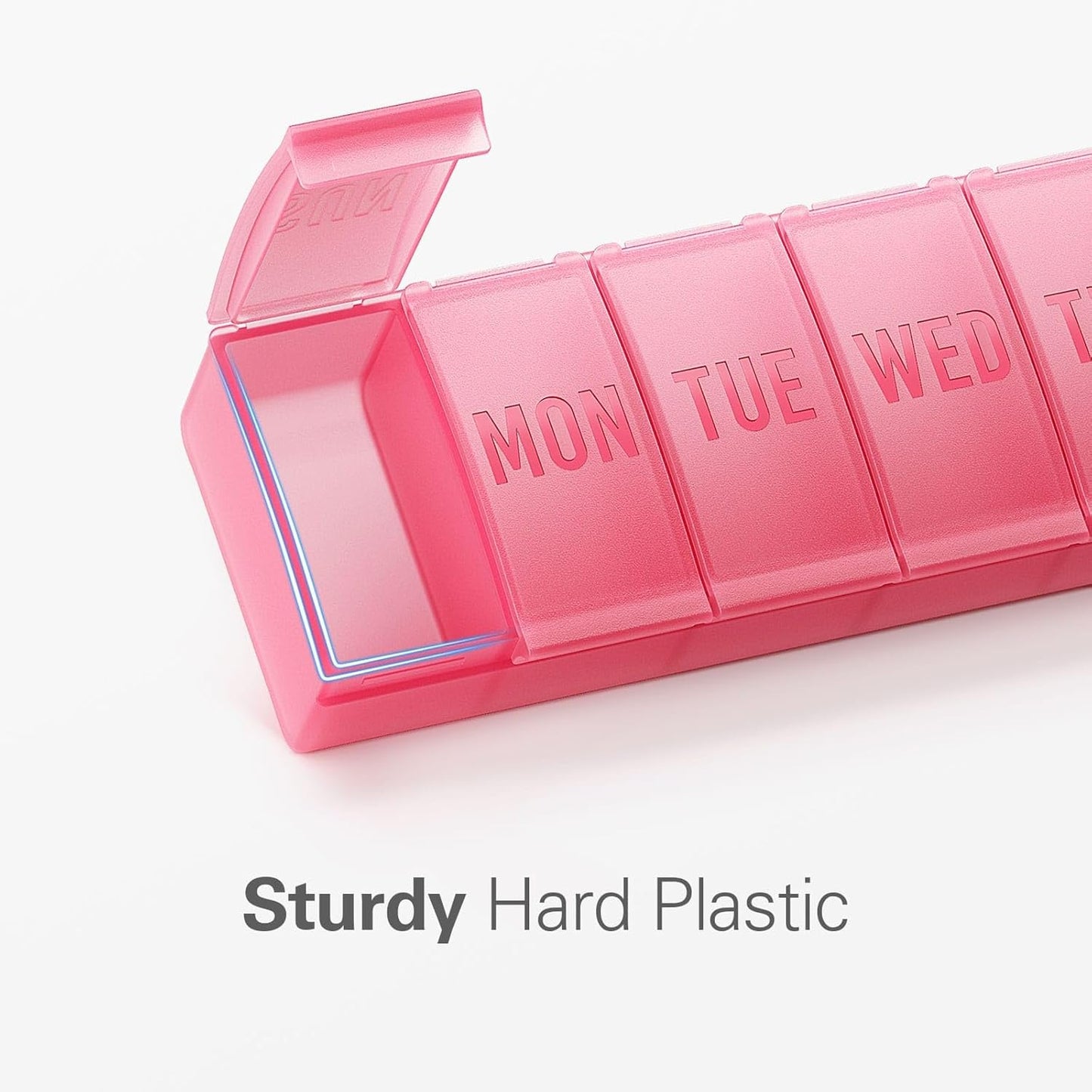 Barhon Pill Organizer Large, Weekly Medicine Pill Organizers, 7 Day Pills Box Case Travel for Big Vitamin Supplements Fish Oil, Red