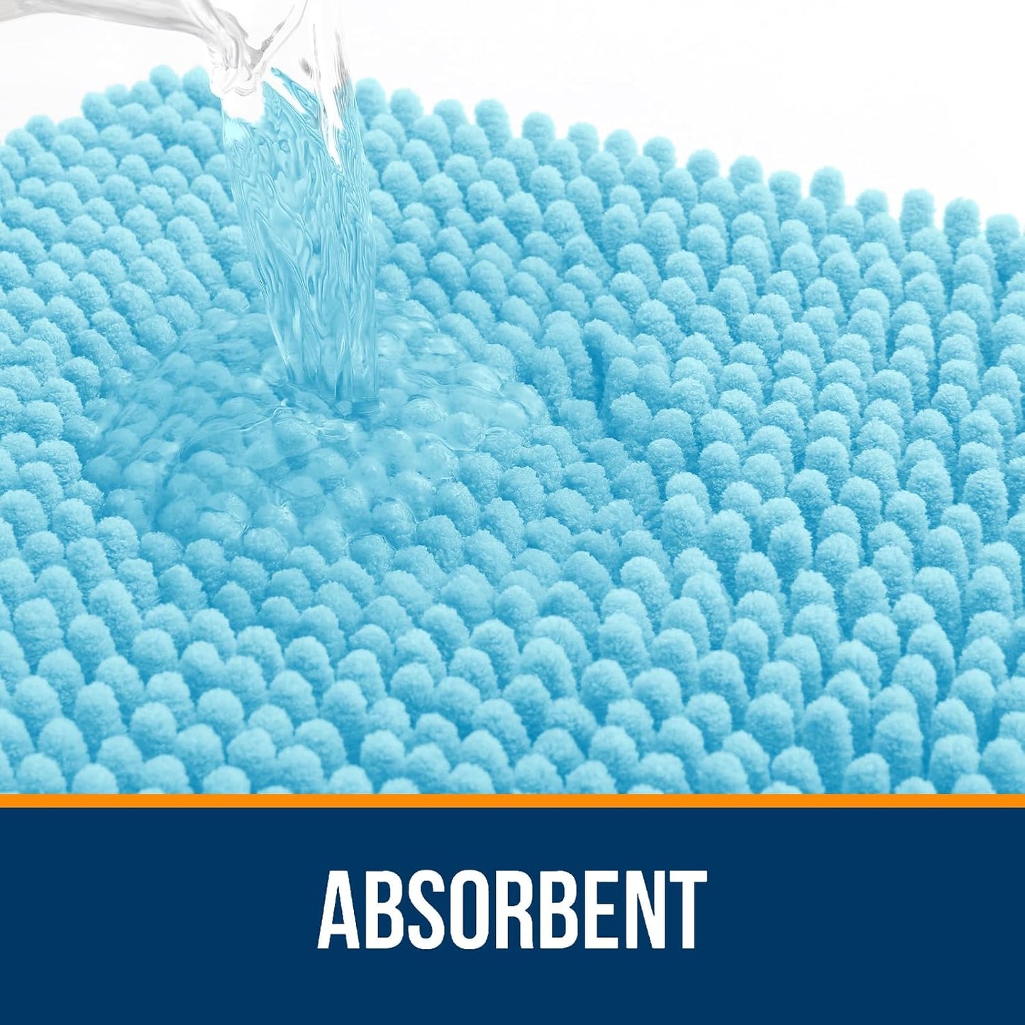 OLANLY Bathroom Rugs 47x24, Extra Soft Absorbent Chenille Bath Rugs, Rubber Backing Quick Dry, Machine Washable Bath Mats for Bathroom Floor, Tub and Shower, Home Decor Accessories, Sky Blue