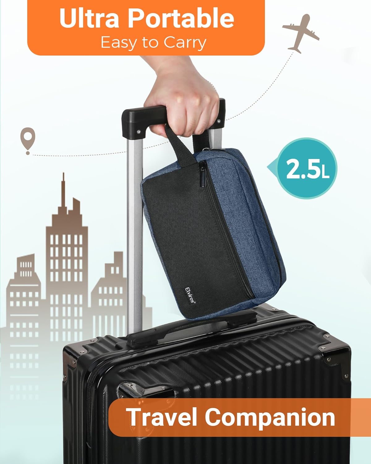 Elviros Travel Toiletry Bag for Men Hanging Toiletries Dopp Kit Small Bathroom Hygiene Tool and Medicine bag for Traveling Essential Shaving Pouch (Blue&Black)